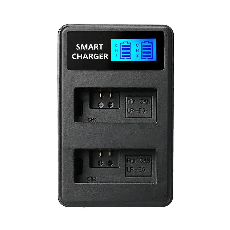 Lp-E5 Usb ЖК-дисплей двойной порт зарядное устройство для Canon 450D 500D 1000D Kiss X2 X3 F Rebel Xsi Xli
