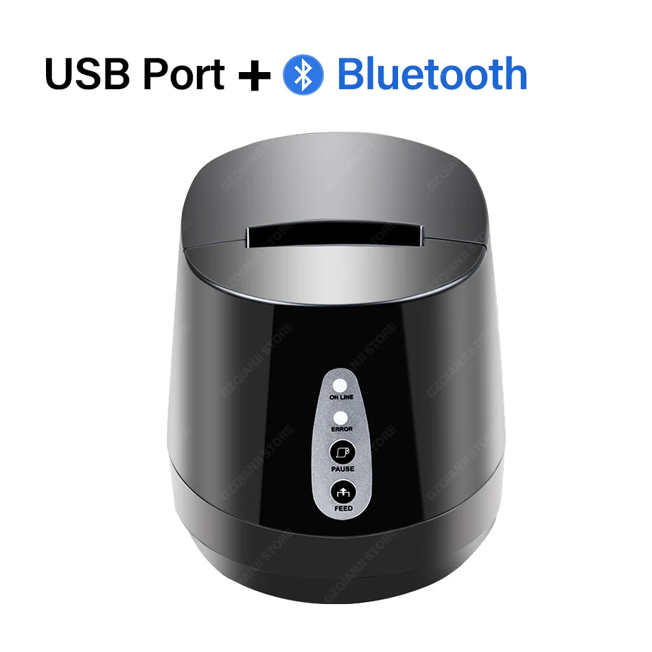 USB Bluetooth Black Этикетка для принтера, наклейка для заметок, USB/Bluetooth, штрих-код, термопринтер, бесплатное программное обеспечение, POS принтер для супермаркетов - Цвет: USB Bluetooth Black