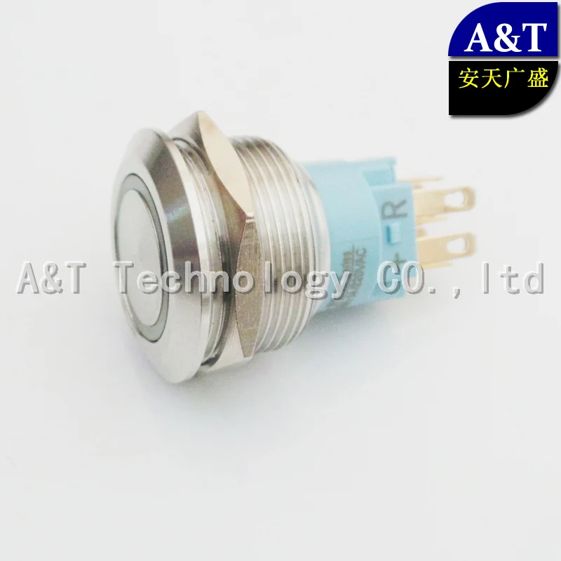 19 мм Три цвета RGB LED мгновенное включение кнопка выключения 12 В 24 220 красный синий