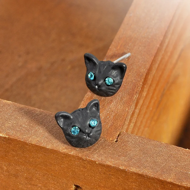 Женские серьги пусеты с кошачьими ушами винтажные дизайнерские золотистые и