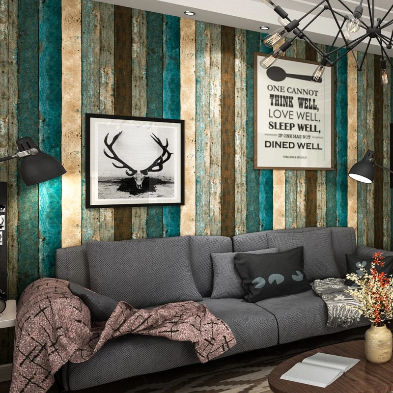 

Retro Nostalgia Wood Panel Wood Grain Wallpaper Personality Living Room Study Dining Room Vertical Stripe Vinyl Wall Paper Rolls