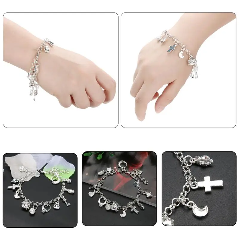 Bracelet for Women Cross Heart Lock Pendant Femme Chic bracelets &amp bangles Silver Color pulseira feminina Jewelry New | Украшения и