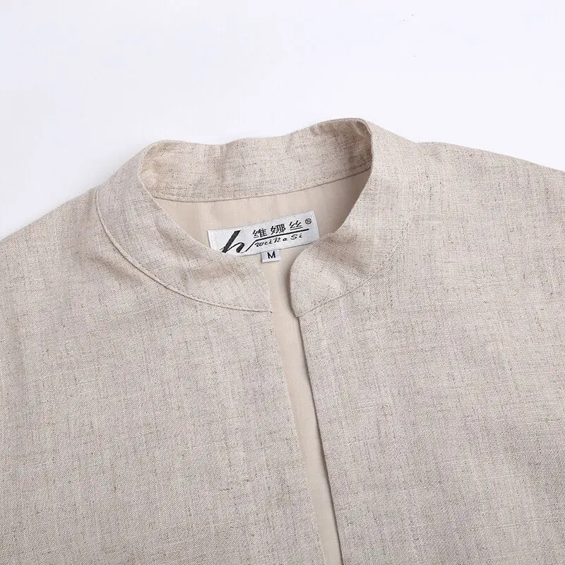 

Novelty Beige Female Women Long Jacket Linen Cotton Coat Classic Chinese Tang Clothing Chaqueta Size S M L XL XXL XXXL 2533