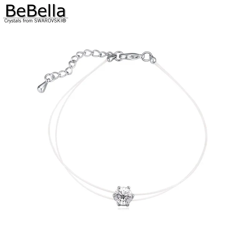 Женский прозрачный браслет цепочка BeBella тонкий с кристаллами Сваровски не