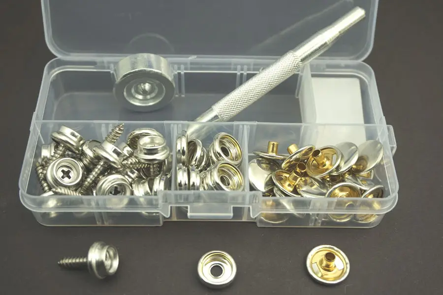 62pcs/lot Free Shipping Stainless Steel Canvas to Screw Press Stud Kit Tools For Car/Boat Canopies tent | Обустройство дома