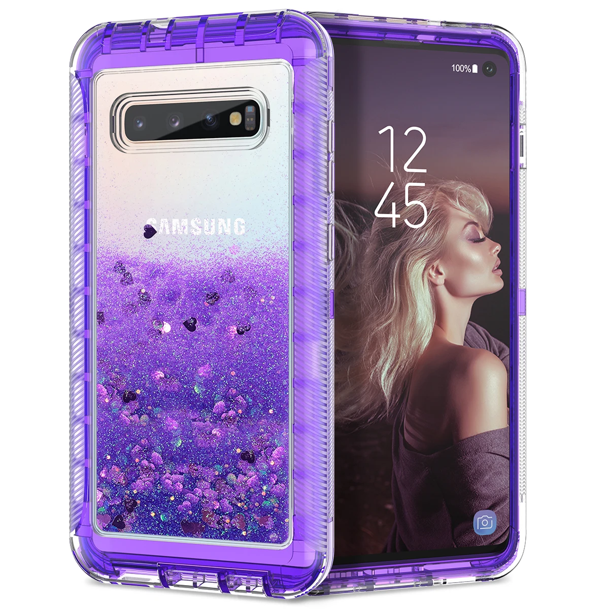purple Роскошный Жесткий чехол для samsung Galaxy S9, S8, S10, Note8, Note10 Plus, S10e, S7 edge, чехол, блестящий, противоударный, зыбучий песок, чехол, capa - Цвет: purple