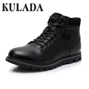 KULADAНовинка; Мотоциклетные ботинки; Мужские уличные рабочие ботинки на толстом меху; Теплая мужская зимняя обувь высокого качества из водонепроницаемого материала; Большие размеры 40-49