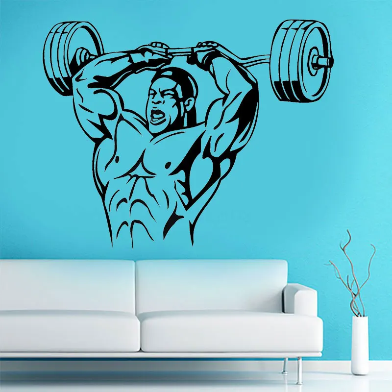 Наклейка на стену Виниловая наклейка для мышц в спальне человек Powerlifting