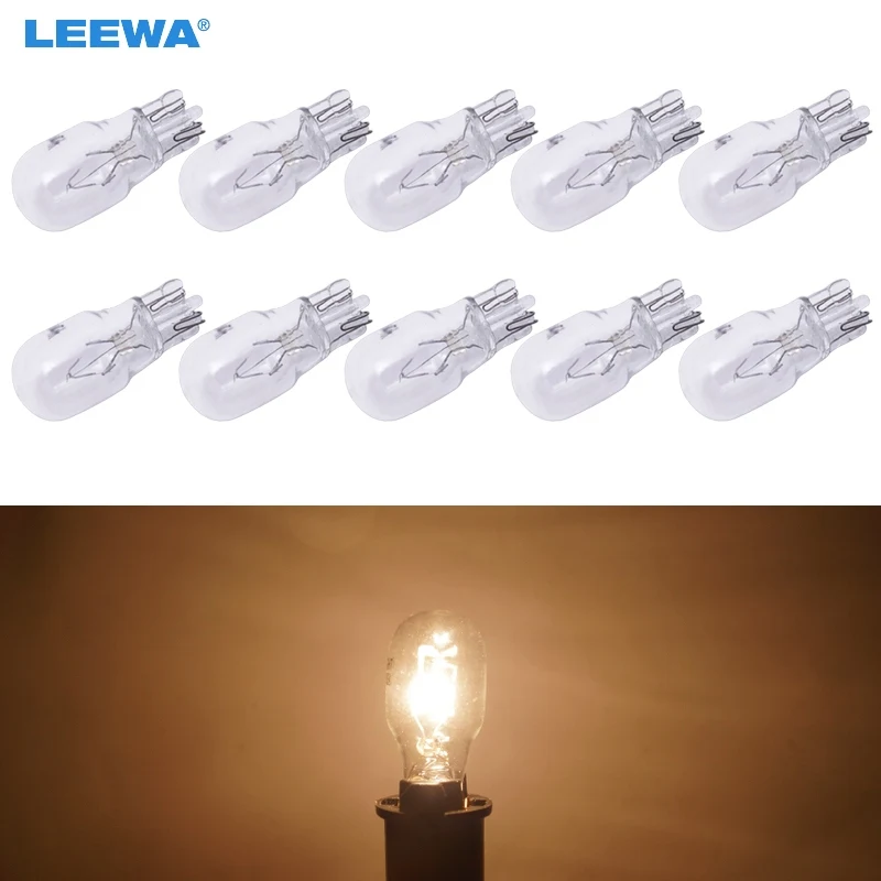 LEEWA 100pcs Warm White Car T13 Wedge 12V 10W Halogen Bulb External Halogen Lamp Replacement Dashboard Bulb Light #CA1309