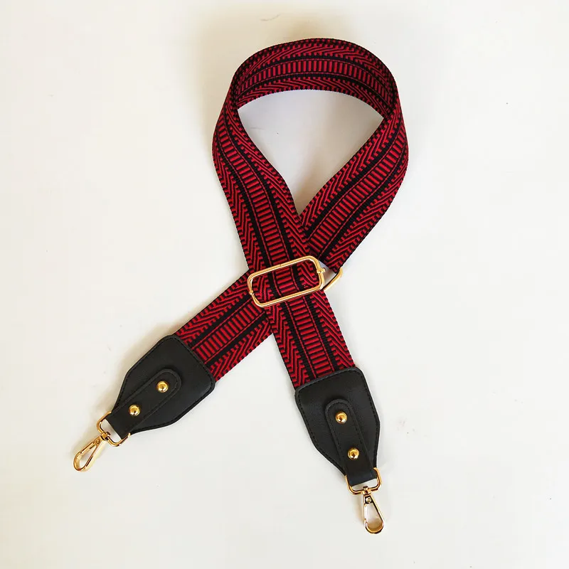 Red Black Новая женская тканевая сумка с регулируемым ремнем, модный дизайн в полоску с золотой пряжкой, женские плечевые ремни, легкие подходящие сумки, ремни A0040 - Цвет: Red Black