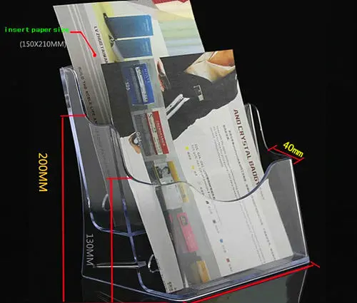 Прозрачная пластиковая акриловая брошюра A5 2 уровня держатель для дисплея стойки