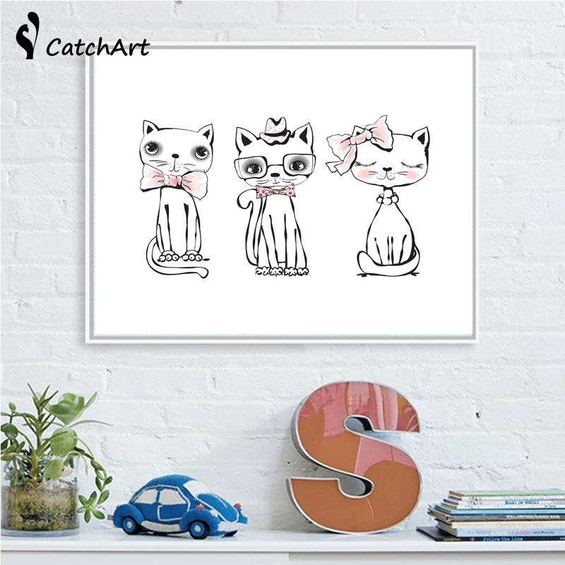 Постеры с изображением животных ручной работы настенные картинки для украшения