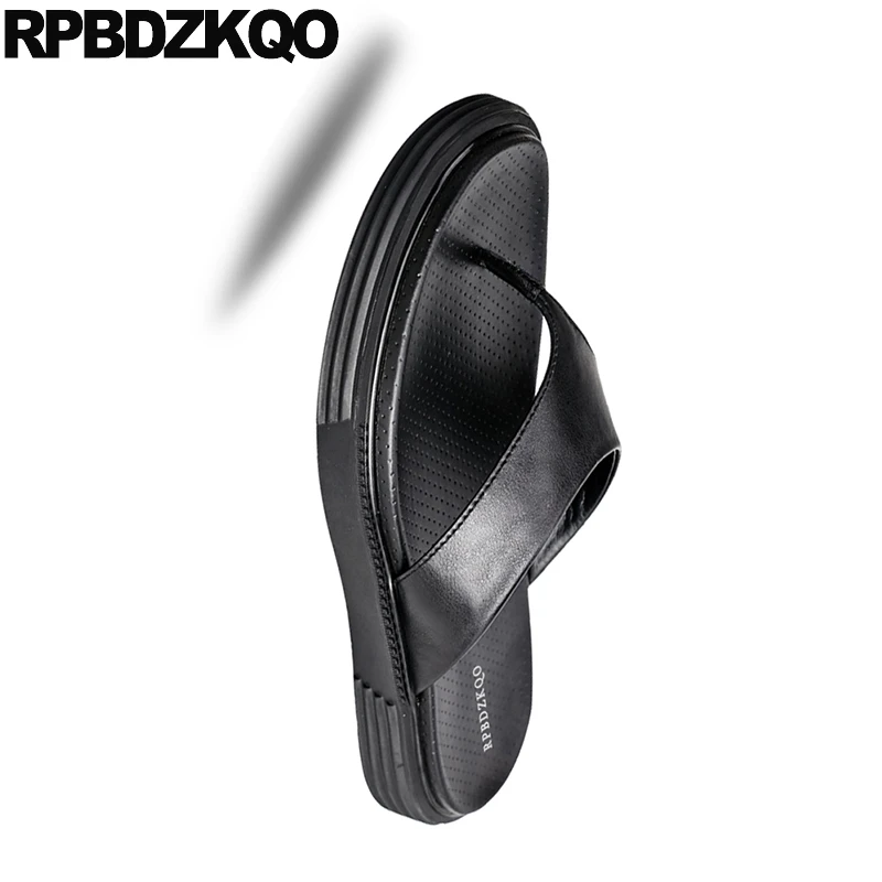 Шлепанцы мужские кожаные дизайнерские мягкие сандалии пляжные шлепанцы