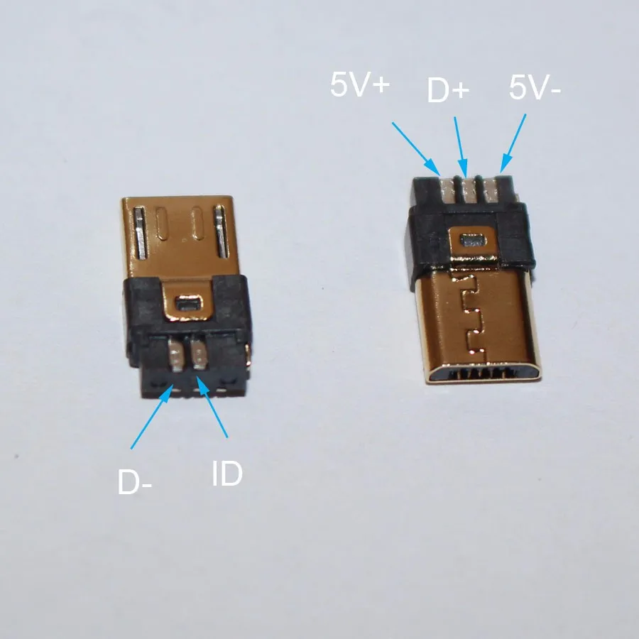 100 наборов DIY Micro USB Type B штекер 5 pin 4 шт разъем в 1 черный белый цвет части