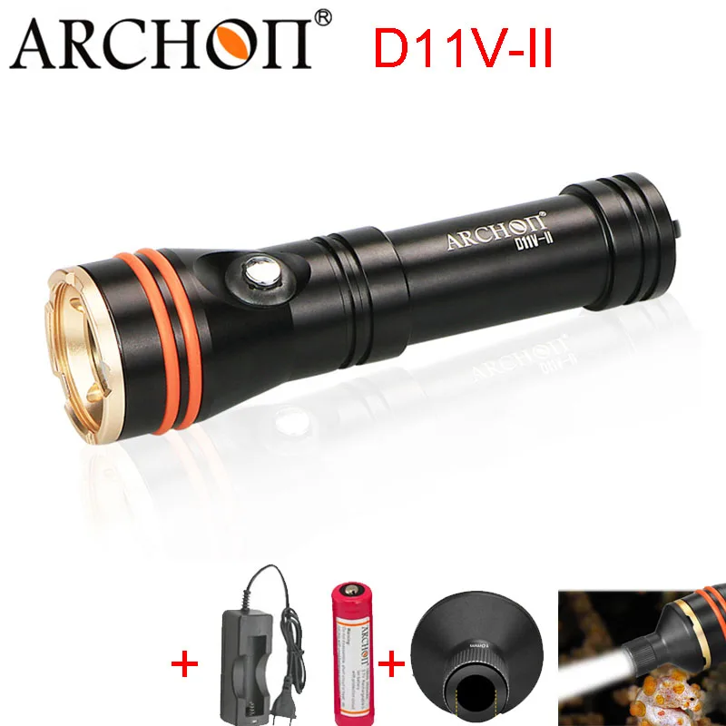 Морской карманный фонарик для дайвинга ARCHON D11V-II D11V фотография дайвинг светильник видео светильник 100 м подводный фонарь для снорклинга Макс 1200 люмен