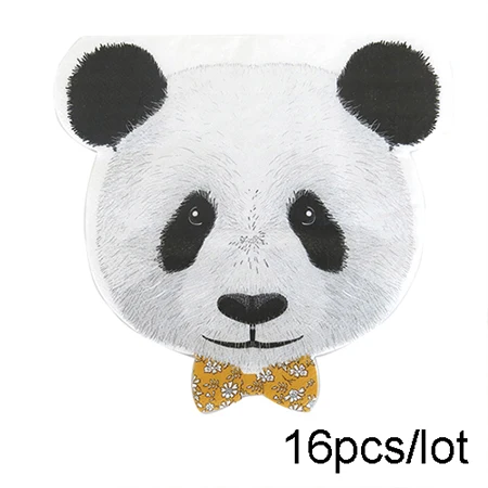 Napkins-16PCS 80 шт панда посуда для вечеринки в честь Дня рождения набор мультфильм бамбуковая Питьевая соломинка шарики с пандой салфетки под чашки кекс Топпер события Вечерние - Цвет: Napkins-16PCS