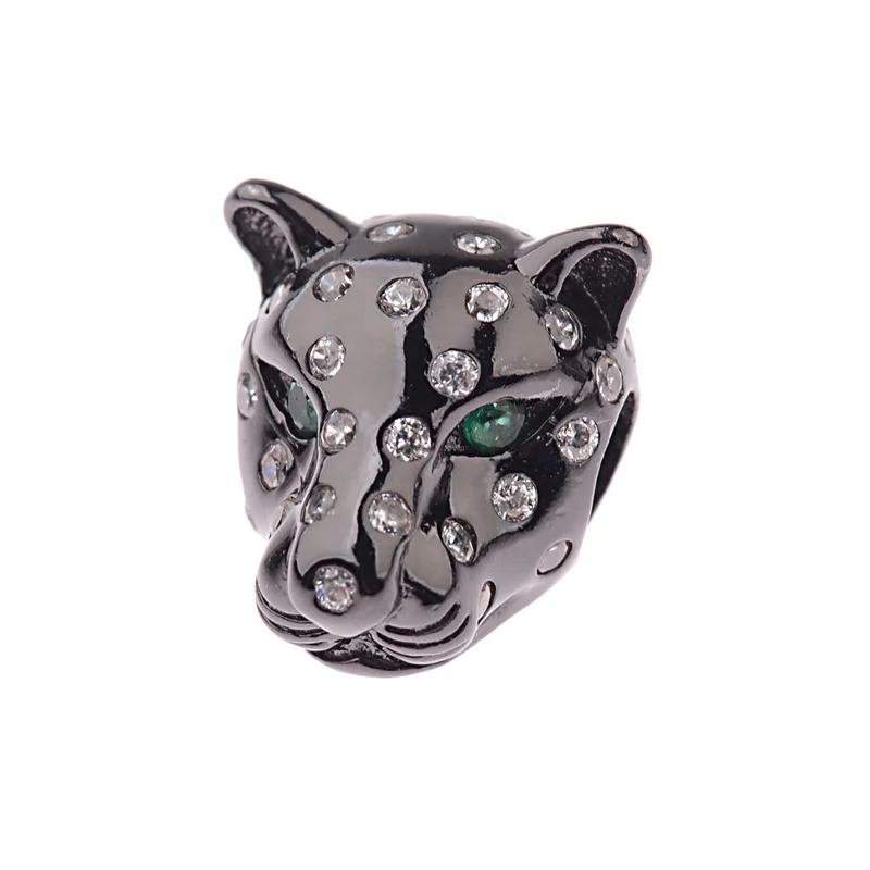 DOUWEI Fashion Leopard Head Metal Beads For DIY Bracelet Micro Pave White And Green Zircon Jewelry Making Men | Украшения и