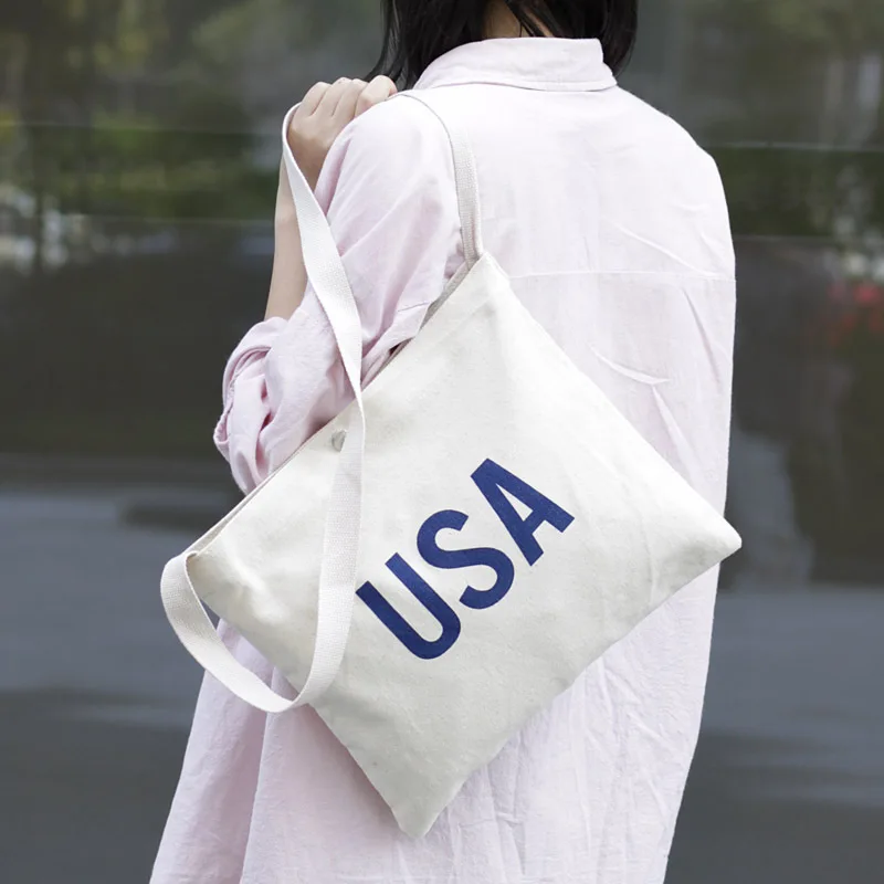 Хлопковая Сумка-тоут с надписью Usa уличный стиль тканевая сумка верхней ручкой 2019