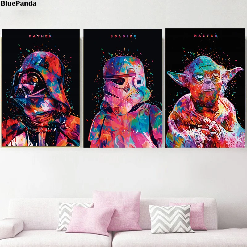 Цветные Звездные войны поп арт минималистичные обои Дарт Вейдер йода Штурмовик