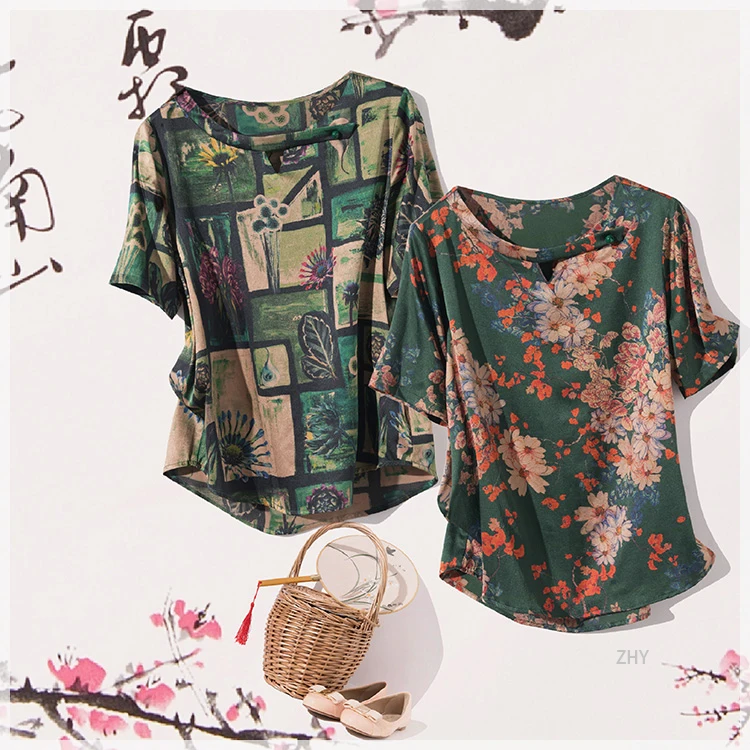Женская летняя 100% натуральная шелковая блузка из натурального шелка с