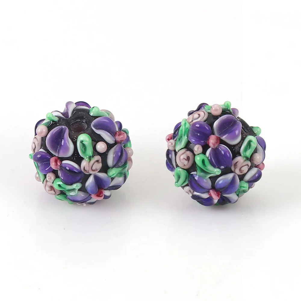 DoreenBeads лэмпворк стеклянные бусины в виде цветов круглые листья цветов около 13 мм(4/") х 13 мм(4/8"), отверстие: около 2,5 мм, 1 шт
