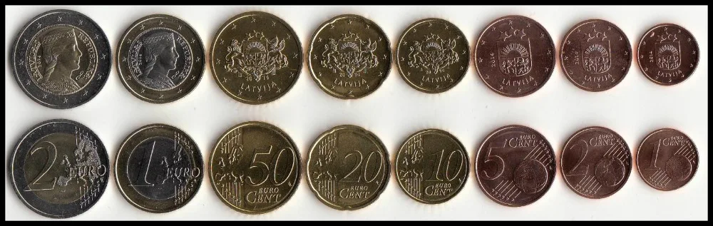 

Latvia 8pieces/ Set UNC original Coin Not circulated high value
