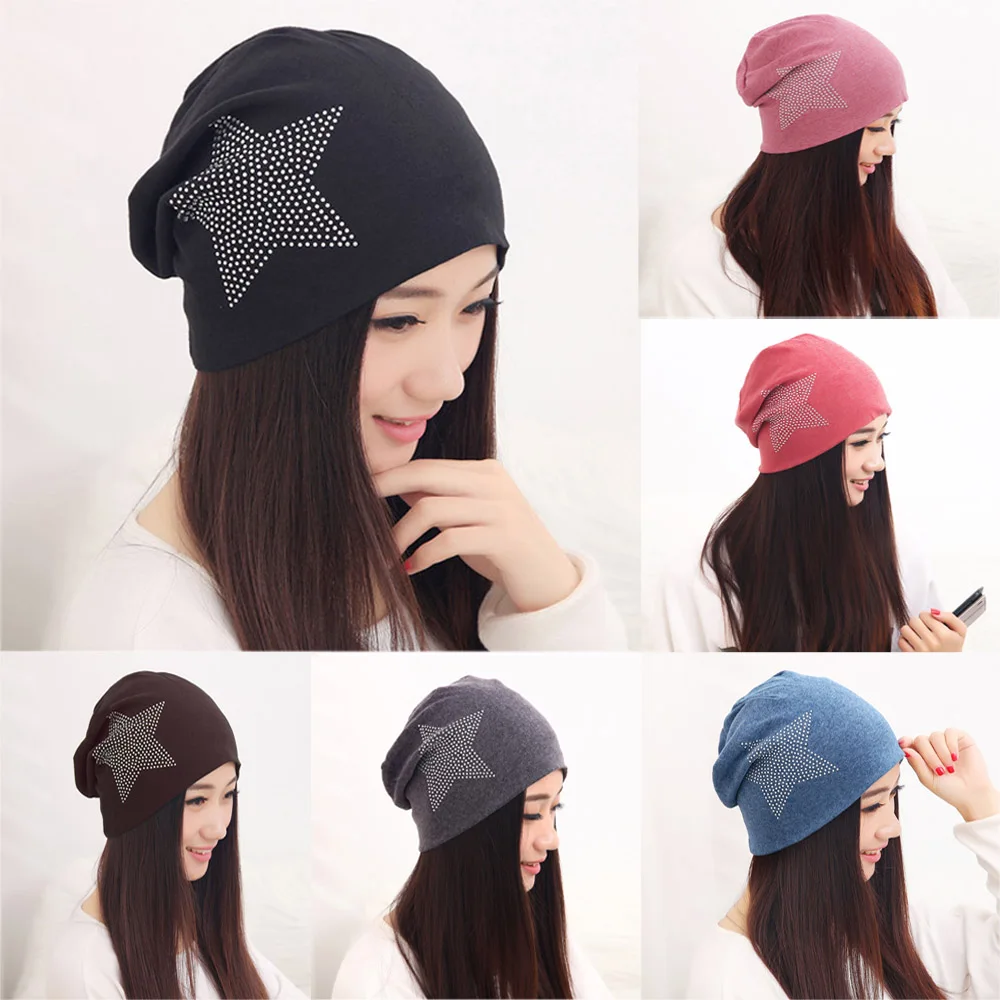 

Women Fashion Star Pattern Cotton Slouchy Beanie Hat High Quality Casual Ski Cap HATBD0508