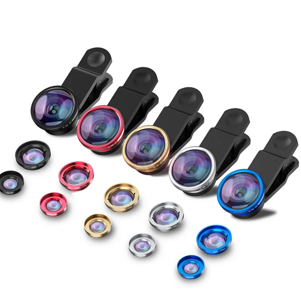 Universal 3 in1 Wide Angle Macro Fish Eye Lens Camera Mobile Phone Lenses For iPhone 6 6s 7 8 Plus Samsung Note 9 S9 | Мобильные