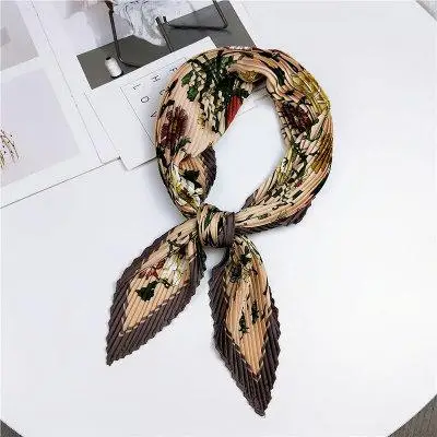 55*55 см принт плиссированные эластичные квадратные морщинки Шелковый Атлас маленький шейный шарф Женская мода украшения мнущийся шейный платок - Цвет: H06