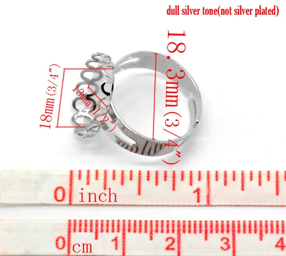 DoreenBeads Copper Adjustable Rings Oval Silver Color Cabochon Settings (Fits 18mm x 13mm ) 18.3mm( 6/8&quot) 1 Piece | Украшения и