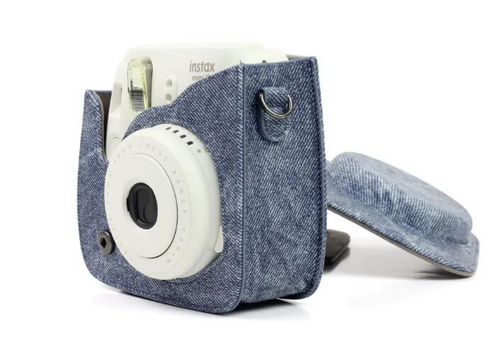 Мини деним + PU кожаный чехол сумка с плечевым ремнем для Fujifilm Instax Mini 8/8 plus 8 +/9