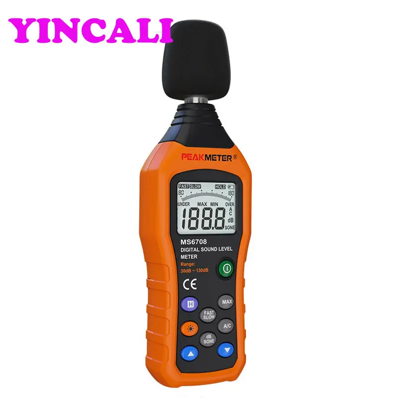 

2 Pieces Noise Tester MS6708 LCD Digital Audio Decibel Sound Noise Level Meter Measuring Logger Tester 30 to 130 dB Sound Meter