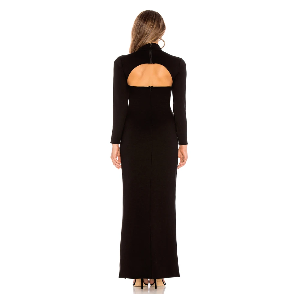 CIEMIILI 2019 New Spring Fashion Sexy Women Dress Back Zipper Floor-Length Bodycon Full Sleeves Turtleneck Party Dresses | Женская