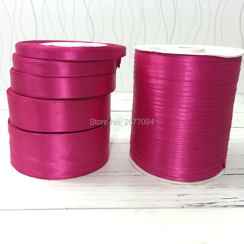 Цветная шелковая атласная лента Fuschia 25 ярдов свадебные декоративные ленты