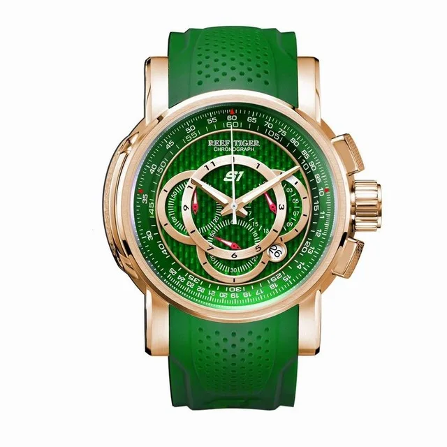 

Reef Tiger Aurora Serier RGA3063 Men Multifunction Dial Sport Waterproof Chronograph Fashion Quartz Wrist Watch