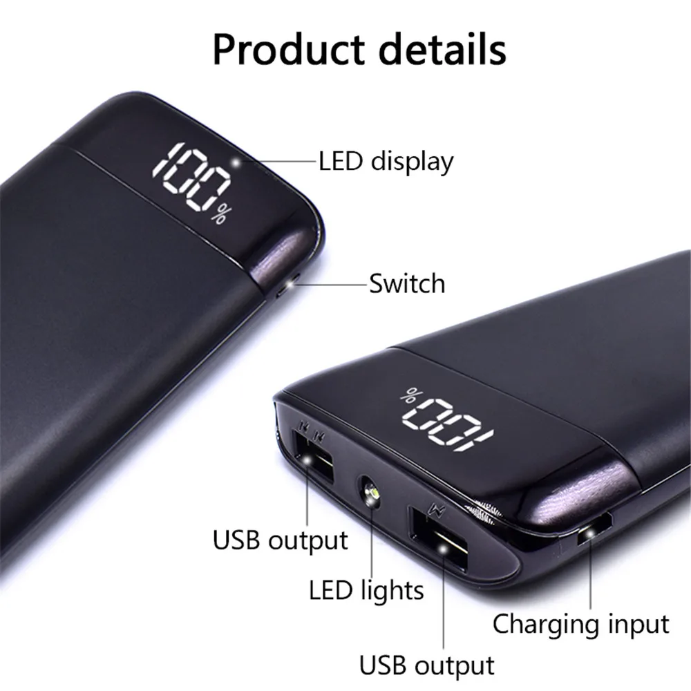 Двойной USB мобильный источник питания с дисплеем 5 в 2 1 а литиевая батарея для IPhone