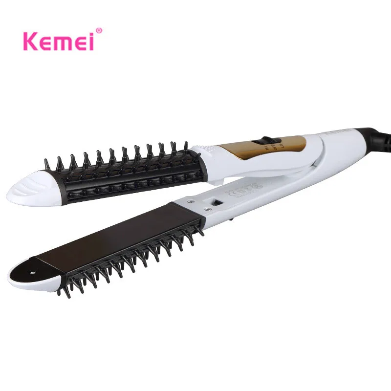 KEMEI Новое поступление Профессиональный 2 в 1 выпрямитель для волос бигуди прямые
