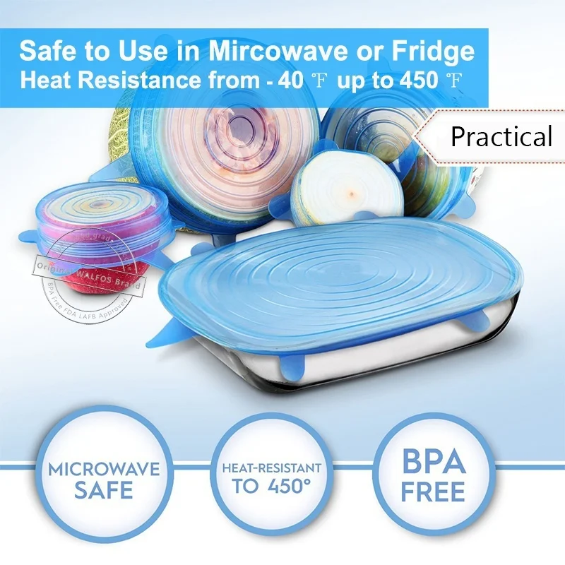 Универсальная силиконовая крышка YOTOP 6 шт./компл. пищевая упаковка Saran