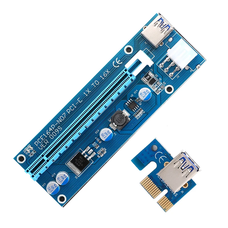Ver 009S PCI E 1X до 16X Райзер карта расширения Express 6pin Sata адаптер питания USB 3 0 кабель для