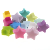 50pc star food grade silicone beads teething pendant 15mm baby teether silicone beads for diy teething silicone necklace