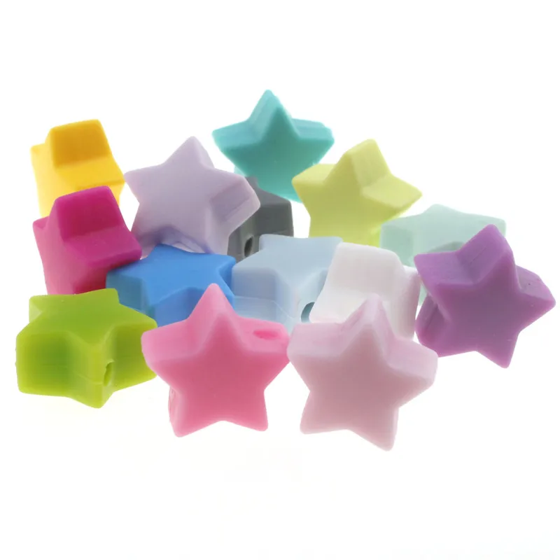 50 cuentas de silicona de grado alimenticio para dentici&oacute;n, colgante de 15mm para mordedor de beb&eacute;, collar de silicona para dentici&oacute;n Diy-0