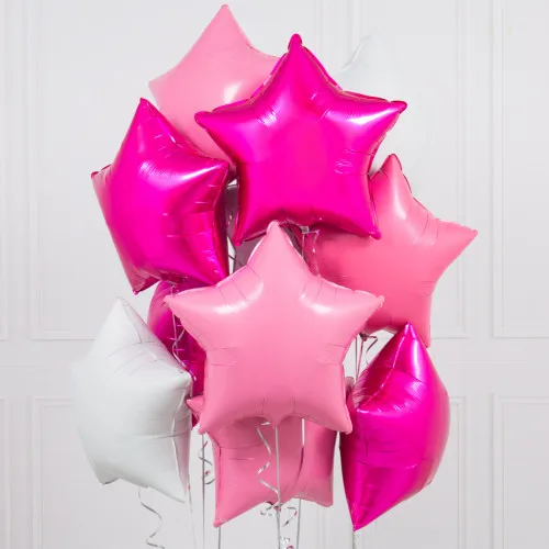 10 шт. детский душ Globos 18 дюймов Белый розовое золото Звездные гелиевые фольгированные шары Девочка День рождения 1st вечерние Принадлежности Декор чистый цвет - Цвет: 3 colors mixed