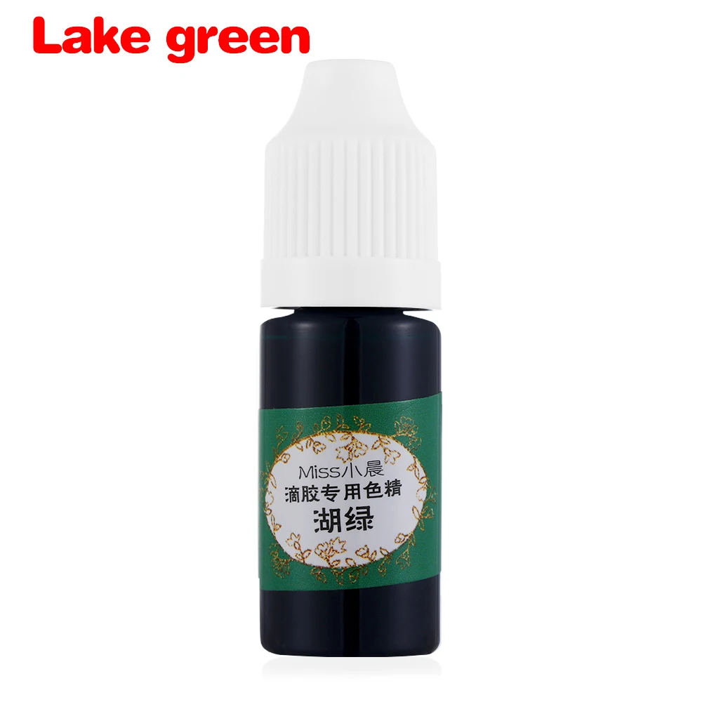 lake green 10 мл цветной жидкий полимерный пигментный краситель УФ-Смола Кристалл эпоксидная смола Сделай Сам Изготовление ювелирных изделий Аксессуары 24 цвета Прямая поставка - Цвет: lake green