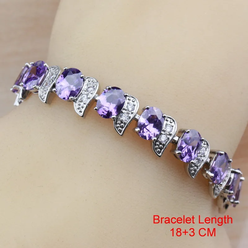 Благородный круглый фиолетовый циркон белый Кристалл Ювелирные наборы для