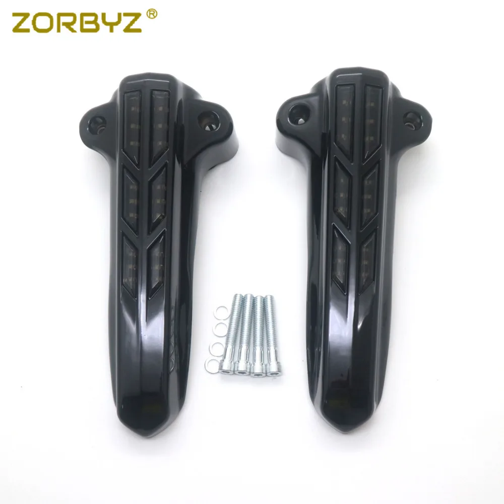 ZORBYZ 1 пара черный светодиодный свет передняя вилка Нижняя нога Чехлы Чехол для