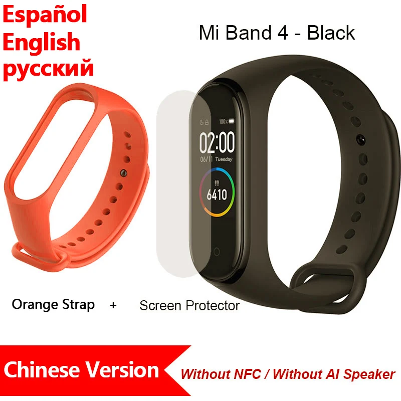 orange strap film CN Xiaomi Mi Band 4, Умные часы цветной экран Bluetooth 5.0 Смарт-браслет Фитнес-сердечный ритм 135 мАч Смарт-браслет Смарт-часы Браслет здоровья смарт браслет фитнес браслет - Цвет: orange strap film CN