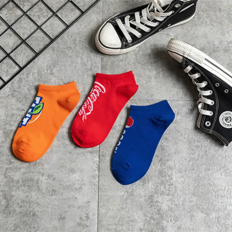 3pairs different 3 пар/лот, летние хлопковые короткие носки для мужчин, Harajuku, с надписями, модные, женские, Meias, скейтборд, низкие, невидимые, черные, белые носки - Цвет: 3pairs different