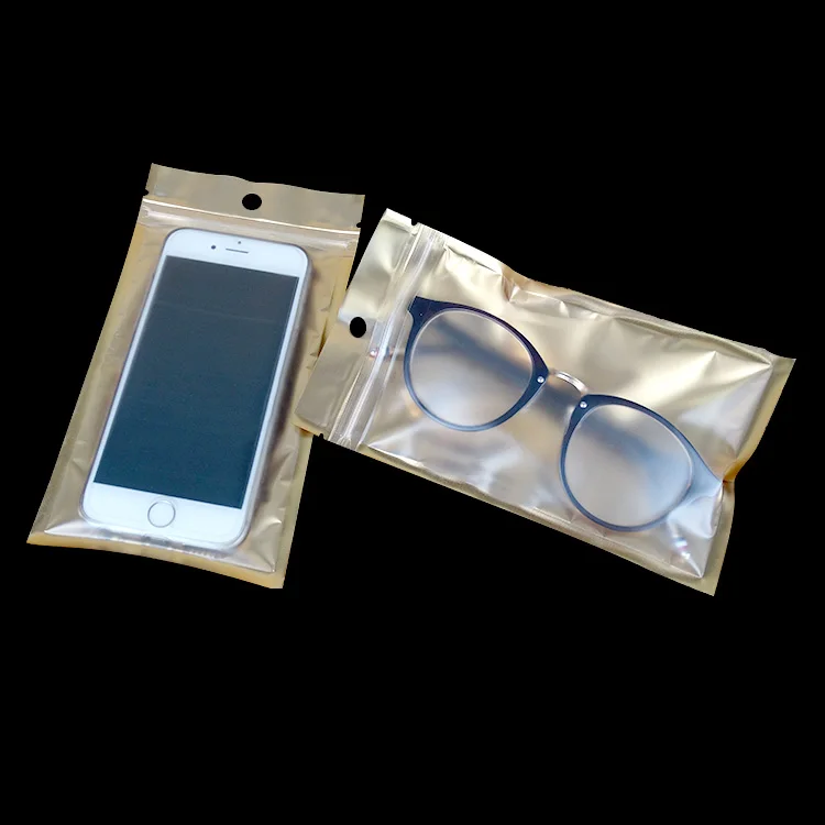 Маленький золотой/прозрачный самоуплотняющийся застежкой молнией размером 7 5*12