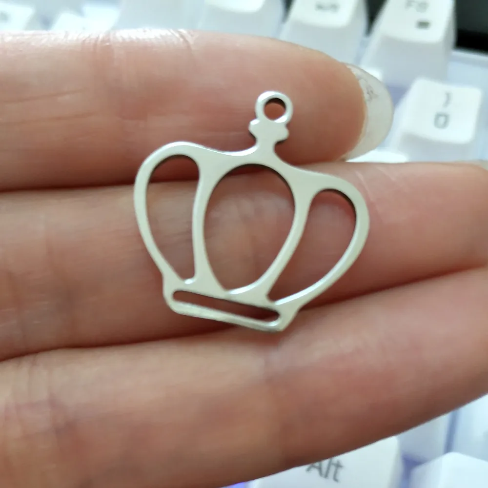 10 шт./Лот подвеска в виде короны шармы из тонкой полированной стали 20x20 мм хорошие