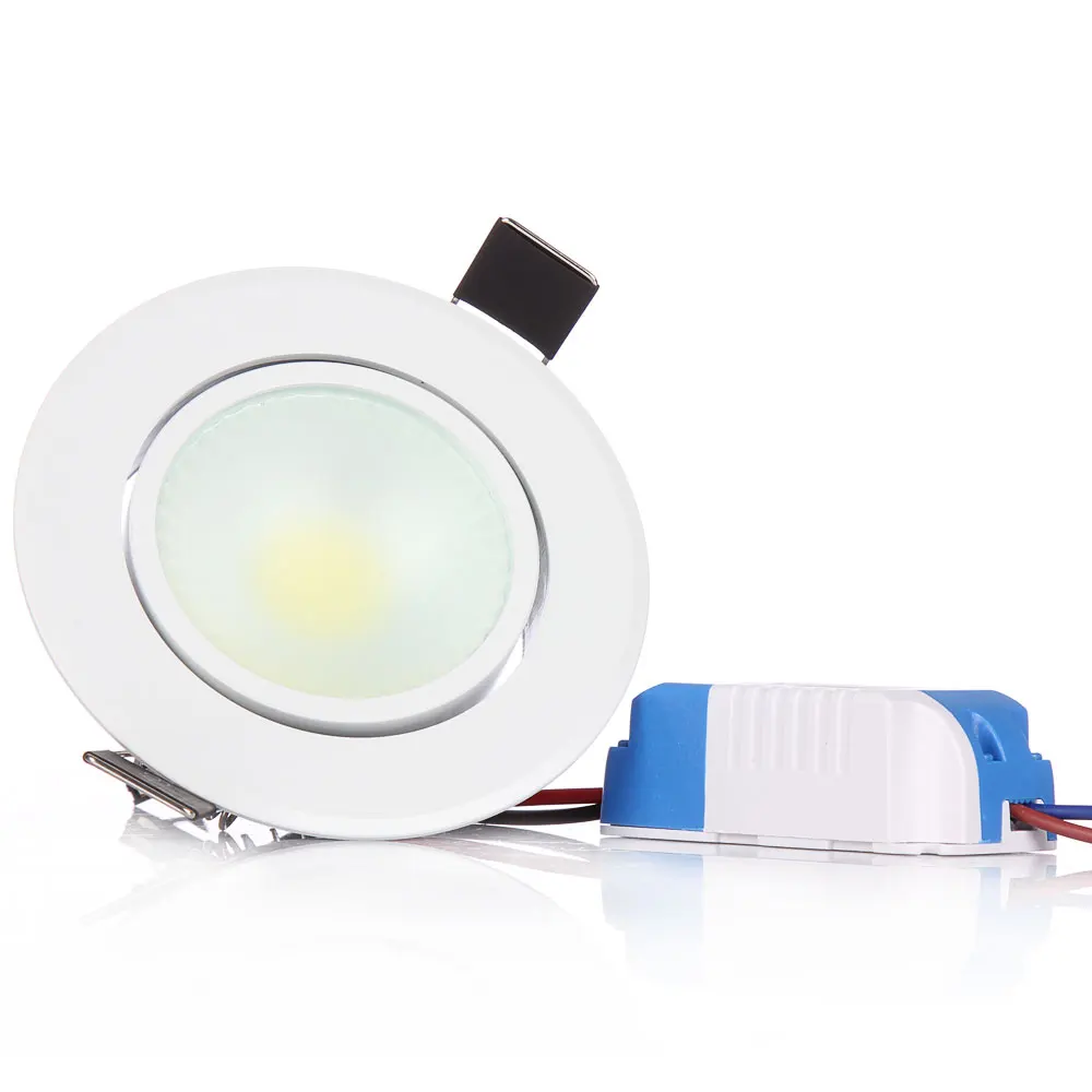 Led COB даунлайт с регулируемой яркостью AC110V/220 V 9 Вт 12 Вт 15 Вт поторлочные лампы Освещение в помещении со светодиодным драйвером светодиодные точечные светильники белый корпус